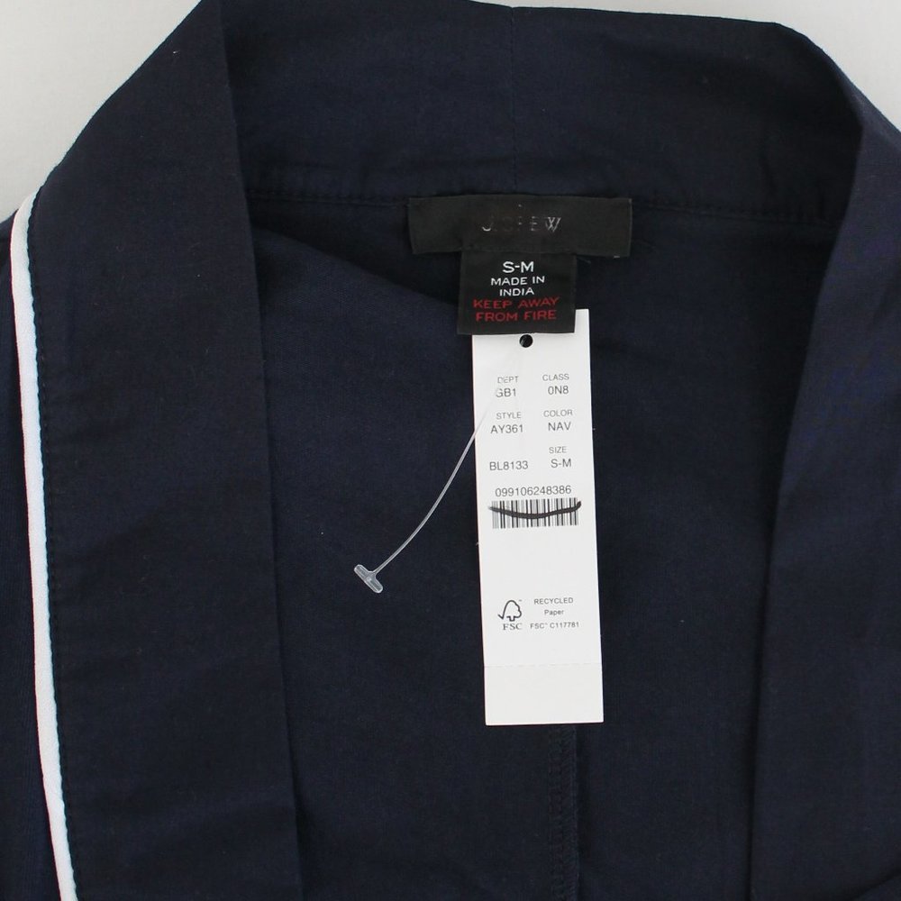 J Crew Dreamy Cotton Robe Navy - Picture 4 of 6